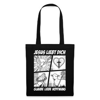 Jesus Loves You: Faith Love Hope - Tote Bag - black - Front