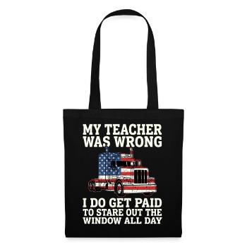 Trucker Patriotic US Semi Truck Driver - Tote Bag - black - Front