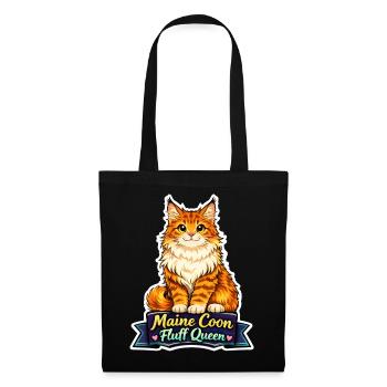 Maine Coon Fluff Queen Katze Design - Stoffbeutel - Schwarz - Vorne