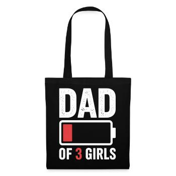 Papa de 3 filles Batterie faible - Sac en tissu - noir - Devant