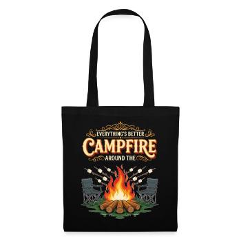 Lagerfeuer, Marshmallow, alles besser, Camping - Stoffbeutel - Schwarz - Vorne