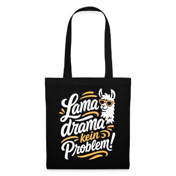Kein Panik Lama Spruch Lustig Design - Stoffbeutel - Schwarz - Vorne