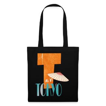 T pour Tokyo dans un style rétro - Sac en tissu - noir - Devant