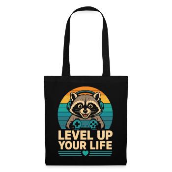 Level Up Your Life Raccoon Gamer - Tote Bag - black - Front