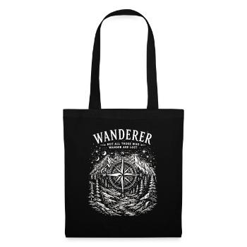 Wanderer-Kompass-Berg-Design - Stoffbeutel - Schwarz - Vorne