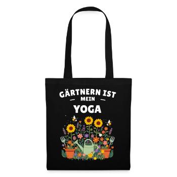 Gärtnern ist mein Yoga – Lustiges Garten Shirt - Stoffbeutel - Schwarz - Vorne