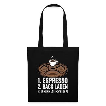 Kaffee vor Kniebeugen - Stoffbeutel - Schwarz - Vorne