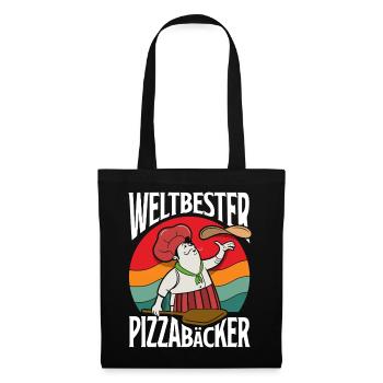 Weltbester Pizzabäcker Spruch - Stoffbeutel - Schwarz - Vorne
