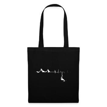 Heartbeat - Montagne - Ski - (3) - Sac en tissu - noir - Devant