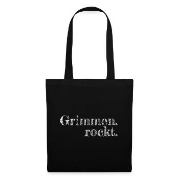 Grimmen rockt - Textdesign mit Stadtnamen - Stoffbeutel - Schwarz - Vorne