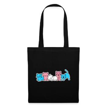 Trans Flagge Katze Design für Trans Menschen - Stoffbeutel - Schwarz - Vorne