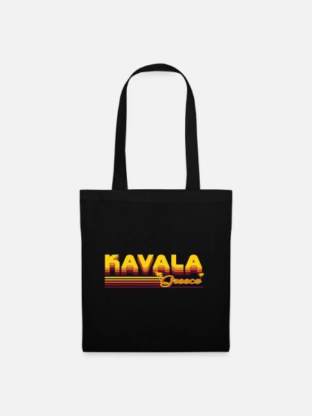 Kavala: Küstiges Retro-Design - Stoffbeutel - Schwarz