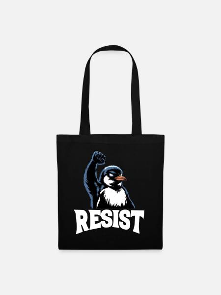 Pinguin protestiert gegen Widerstandssteuern - Stoffbeutel - Schwarz