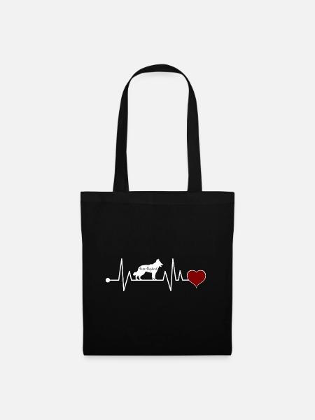 White Swiss Shepherd Heartbeat - Tote Bag - black