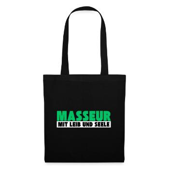 Masseur mit Leib und Seele - Stoffbeutel - Schwarz - Vorne