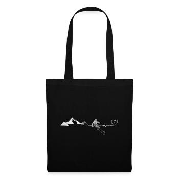Heart - Heartbeat - Mountain - Skiing - (7) - Tote Bag - black - Front