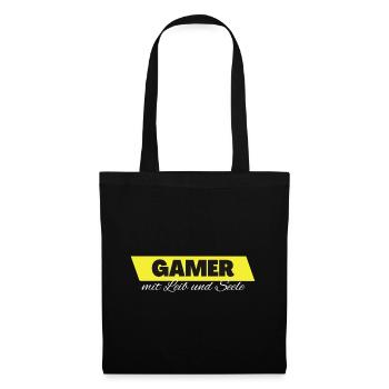Gamer mit Leib und Seele - Stoffbeutel - Schwarz - Vorne