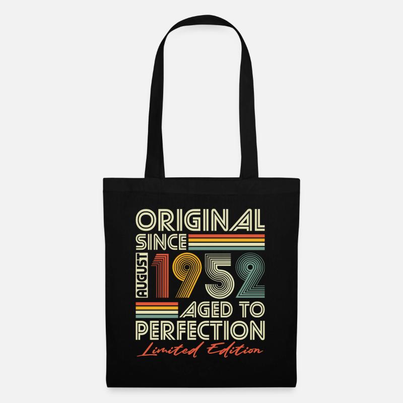 August 1952 Vintage Vintage Retro Birthday - Tote Bag - black