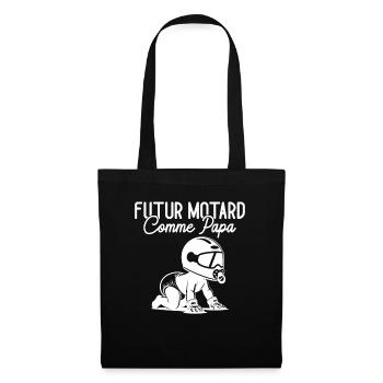 Futur Motard Comme Papa Cadeau Humour Moto - Sac en tissu - noir - Devant