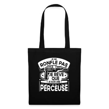 Perceuse Humour Bricolage pour Papa Bricoleur - Sac en tissu - noir - Devant