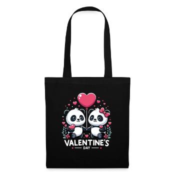Panda Amoureux Mignon Cadeau Saint Valentin - Sac en tissu - noir - Devant