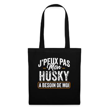 J'Peux Pas Mon Husky Sibérien A Besoin De Moi - Sac en tissu - noir - Devant