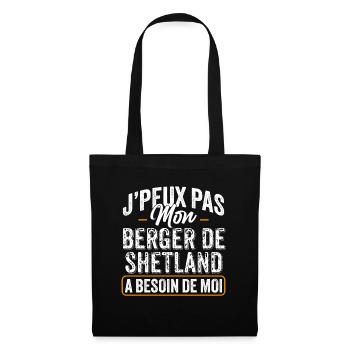 J'Peux Pas Mon Berger de Shetland A Besoin De Moi - Sac en tissu - noir - Devant