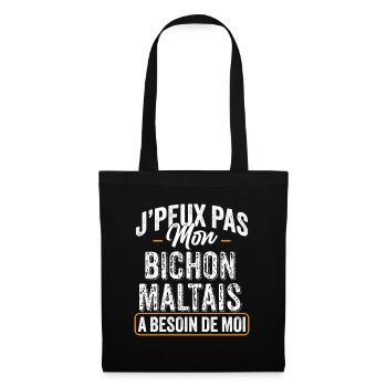 J'Peux Pas Mon Bichon Maltais A Besoin De Moi - Sac en tissu - noir - Devant