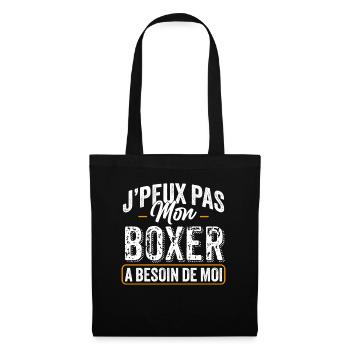 J'Peux Pas Mon Boxer A Besoin De Moi - Sac en tissu - noir - Devant