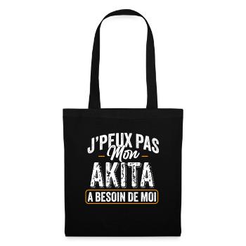 J'Peux Pas Mon Akita A Besoin De Moi - Sac en tissu - noir - Devant