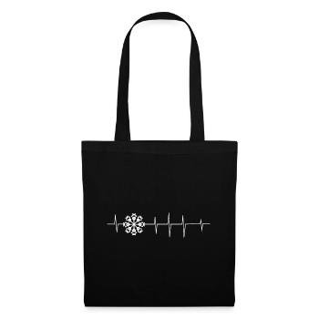 Battement de cœur - Flocon de neige - (2) - Sac en tissu - noir - Devant