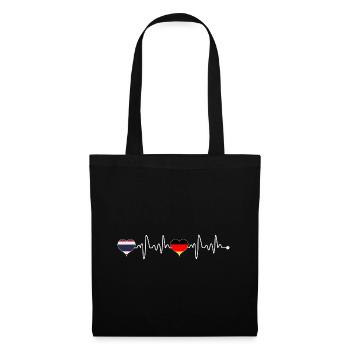 Thailand Germany Flag Heart Heartbeat - Tote Bag - black - Front