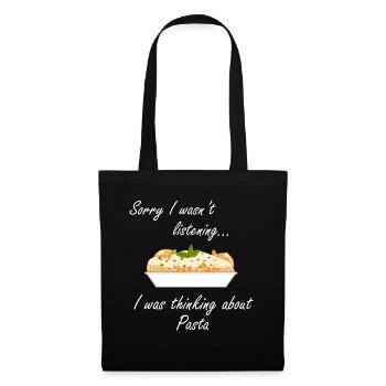 Penser aux pâtes manger des nouilles Spaghetti - Sac en tissu - noir - Devant