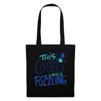 Girl Likes Puzzling Puzzle Master Jigsaw - Tote Bag - black - Front