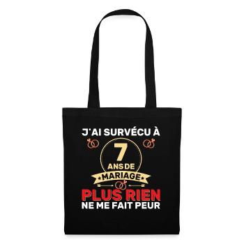 7 Ans De Mariage Noces De Coton Cadeau Mari 7eme - Sac en tissu - noir - Devant