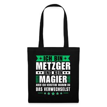 Ich bin Metzger und kein Magier - Stoffbeutel - Schwarz - Vorne