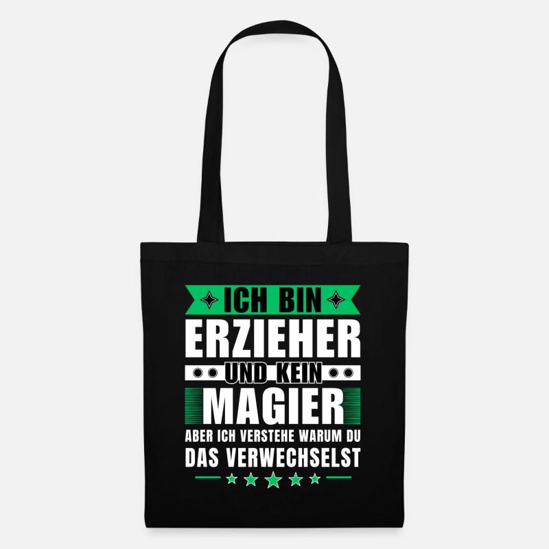 Ich bin Erzieher und kein Magier - Stoffbeutel - Schwarz