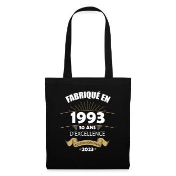 Fabriqué En 1993 Né En 1993 30 Ans Anniversaire - Sac en tissu - noir - Devant