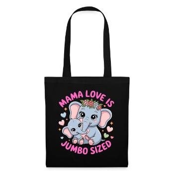 Mama Elefant Shirt Muttertag Geschenk Mutterliebe - Stoffbeutel - Schwarz - Vorne