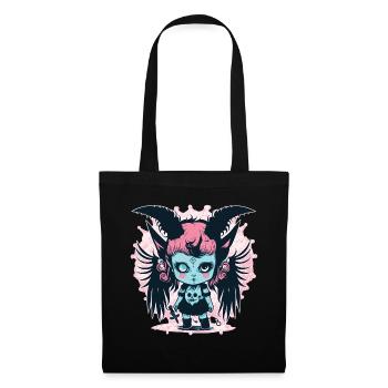 Ästhetisches Dämonenmädchen - Kawaii Anime - Stoffbeutel - Schwarz - Vorne