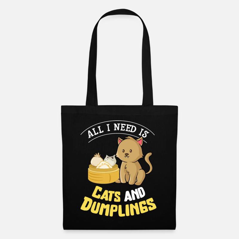Katzen Und Dumplings - Stoffbeutel - Schwarz