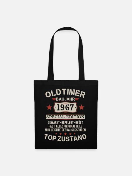 Oldtimer Baujahr 1967 Jahrgang 55 Geburtstag - Stoffbeutel - Schwarz
