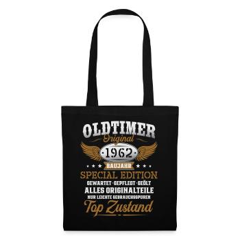 Oldtimer Baujahr 1962 Jahrgang Geburtstag Geschenk - Stoffbeutel - Schwarz - Vorne