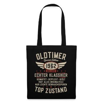 Oldtimer Baujahr 1962 Jahrgang Geburtstag Geschenk - Stoffbeutel - Schwarz - Vorne