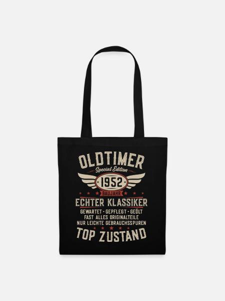 Oldtimer Baujahr 1952 Jahrgang Geburtstag Geschenk - Stoffbeutel - Schwarz