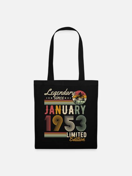 Januar 1953 Vintage Jahrgang Geburtstag Retro - Stoffbeutel - Schwarz