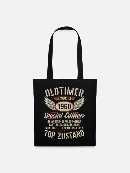 Oldtimer Baujahr 1960 Jahrgang Geburtstag Geschenk - Stoffbeutel - Schwarz