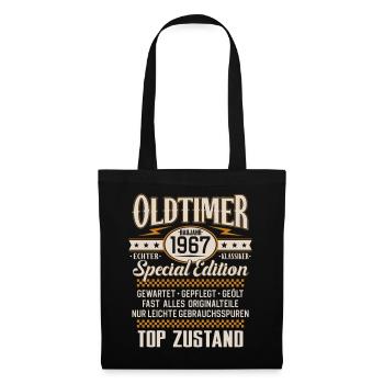 Oldtimer Baujahr Jahrgang 1967 Geburtstag Geschenk - Stoffbeutel - Schwarz - Vorne