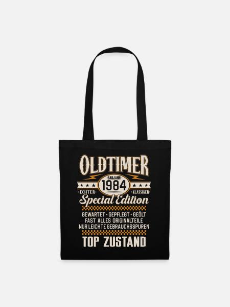 Oldtimer Baujahr Jahrgang 1984 Geburtstag Geschenk - Stoffbeutel - Schwarz