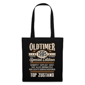 Oldtimer Baujahr Jahrgang 1985 Geburtstag Geschenk - Stoffbeutel - Schwarz - Vorne
